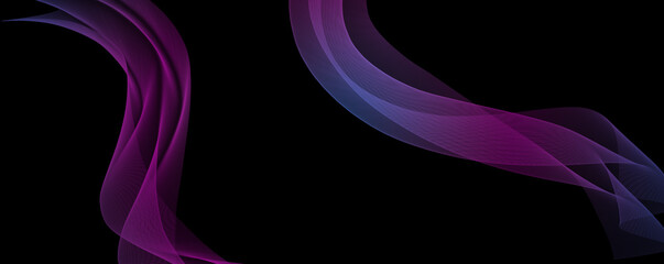 Dark abstract background with a glowing purple abstract waves, abstract background