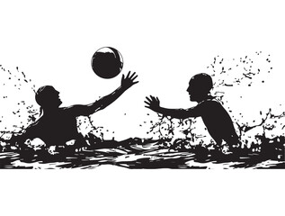 Water polo silhouette art illustration