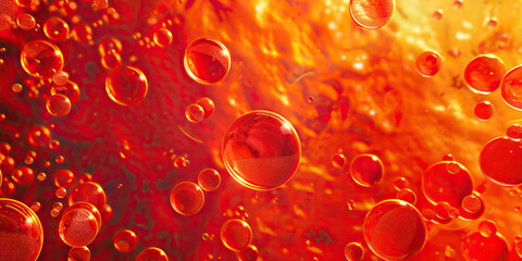 Fire Engine Red All-Purpose Cleaner Versatility: Detailed microscopy of fire engine red-colored all-purpose cleaner molecules, showcasing their versatile cleaning capabilities on various surfaces and 