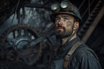 Obraz premium portrait of a miner in a mine