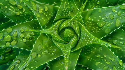 aloe vera with water drops