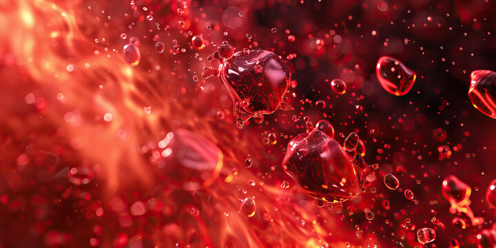 Fire Red All-Purpose Cleaner Versatility: Detailed microscopy of fire red-colored all-purpose cleaner molecules, showcasing their versatile cleaning capabilities for various surfaces