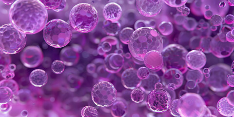 Grape Purple Sanitizer Microbial Disruption: High-resolution view of grape purple-colored sanitizer particles, depicting their disruption of microbial cells for effective sanitization
