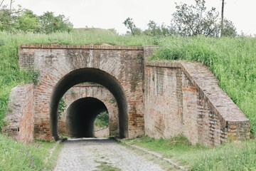 old brick tunnels in a fortress in Petrovaradin in Serbia 