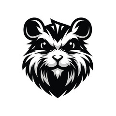 mascot logo of a hamster in black and white silhouette