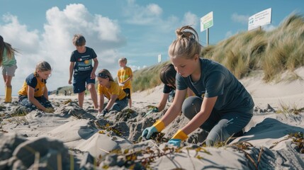 Stewards of Tomorrow: Inspiring Beach Conservation Education by Cleaning with Kids, Environmental Signs, and Fuji X100V Capture