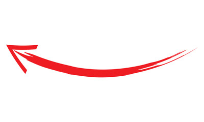 Red Grunge arrow. Brush painted arrow with marker texture. Vector illustration isolated in white background .EPS 10/AI