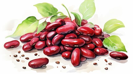 A watercolor of adzuki beans clipart, isolated on white background