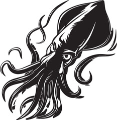 Octopus Black and White Icon with Long Shadow