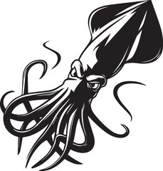 Octopus Black and White Icon with Long Shadow