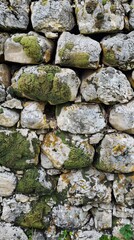Fototapeta premium Ancient Stone Wall Eroded by Nature: 4K HD Wallpaper with AI-Generated Background