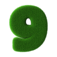 Grass Green 3D Number 9