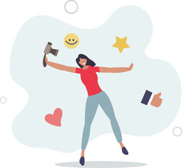 Blogger, vlog, influencer new digital age people broadcast or record their lifestyle to promote story on social media concept.vector illustration.