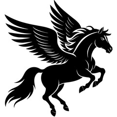 A flying horse   silhouette vector  illustration