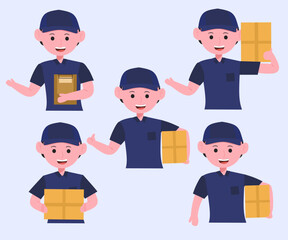 Delivery man Courier cute vector set