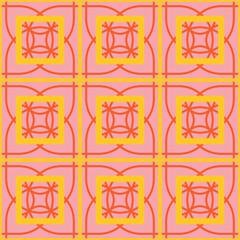 Fototapeta premium Vector seamless geometric ornamental pattern. Tile mosaic vibrant texture Decorative bright colorful background. Vector repeatable symmetry print