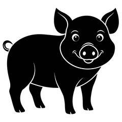 cute pig  silhouette vector  illustration