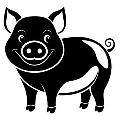 cute pig  silhouette vector  illustration