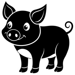 cute pig  silhouette vector  illustration