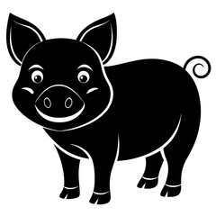 cute pig  silhouette vector  illustration