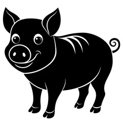 cute pig  silhouette vector  illustration
