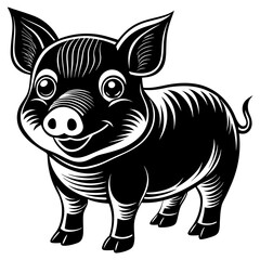cute pig  silhouette vector  illustration