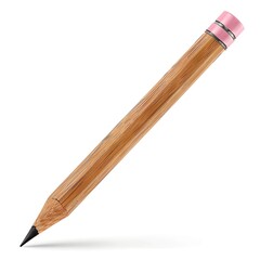 A close-up image of a wooden pencil with a pink eraser, perfect for writing, drawing, or sketching projects.