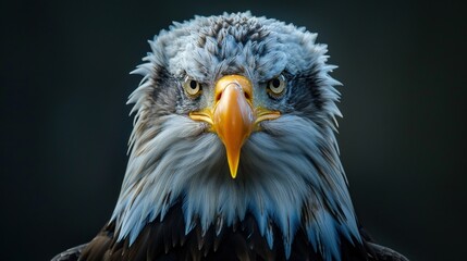 Obraz premium A bald eagle with its head held high and looking directly at the camera