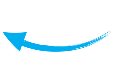 Blue hand painted arrow drawn with ink brush. Clipart isolated on white background. EPS 10/AI