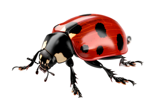 Ladybug with Black Spots Isolated on Transparent Background