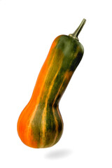 Natural juicy  pumpkin on a white background, close-up selective focus