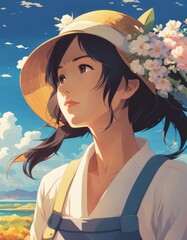 character illustrations of a married couple in anime and cartoon style.