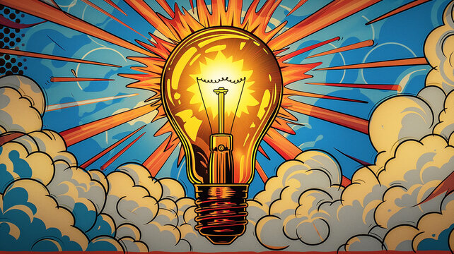 The sun of idea in pop art comic comic book style