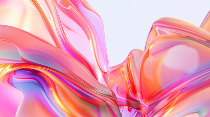Fototapeta premium A mesmerizing 3D visualization set against a light white background, featuring dynamic abstract shapes and vibrant neon colors that create a visually stunning and immersive experie