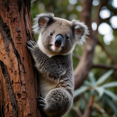 Fototapeta premium Koala Climbing A Tree Generative Art