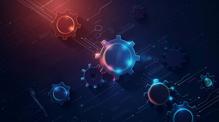 Obraz premium A sleek and modern illustration depicting a series of interconnected gears symbolizing the automated workflow of document lifecycle management, showcasing the precision and synchro