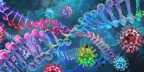 Virus Genome Organization: A diagram showing the organization of the novel virus genome, including the different genes responsible for viral replication and virulence.