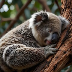 Fototapeta premium Koala Sleeping Generative Art