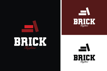 Bricks logo design for property home building template vector illustration