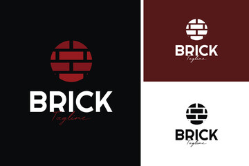 Bricks logo design for property home building template vector illustration