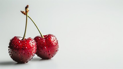 Cherry, whimsical, Double exposure, orchard, isolated white background, high detail, photography, hd quality, vivid style