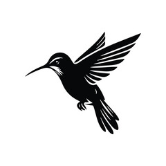 Hummingbirds Animal black silhouette vector with white color background