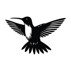 Hummingbirds Animal black silhouette vector with white color background