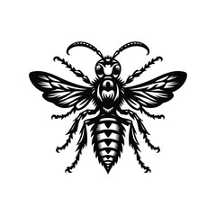Hornet Animal black silhouette vector with white color background