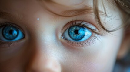 Fototapeta premium Close-up of a child's blue eyes, full of wonder and innocence.
