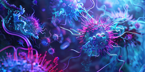 Virus Transmission Routes: An illustration showing the various routes through which the novel virus can be transmitted, including respiratory droplets, contact with contaminated surfaces, and airborne