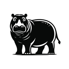 Pig Animal black silhouette vector with white color background
