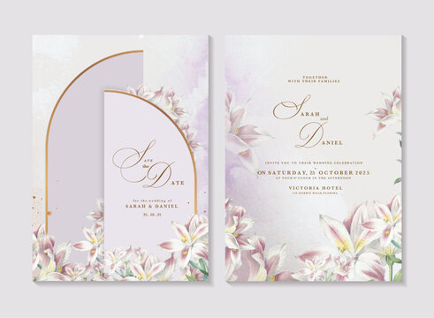 Wedding Invitation Template with Geometric Floral