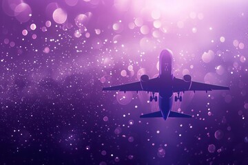 Are plane flying through purple glitter background