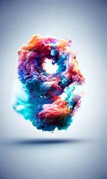 number 9 created from colorful swirling patterns, against light blue background. vibrant and dynamic design showcases a blend of multiple hues, creating a visually striking and artistic composition